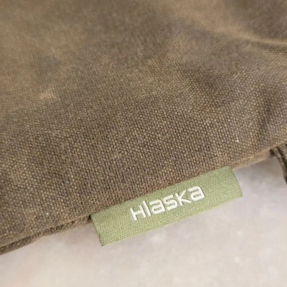 Hlaska Laptop Cover Case Khaki Waxed Canvas and Genuine brown leather